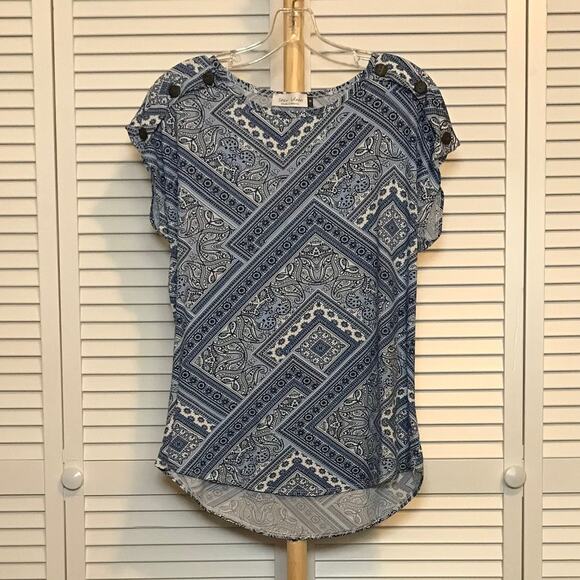 Star Vixen Ornate Scoop Neck Short Sleeved Stretch Blouse M - Picture 1 of 6